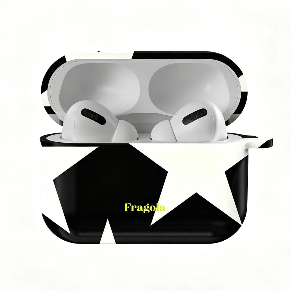 Fragola White Pentagram Shockproof Protective Glossy HD Hard PC Cover Case For AirPods Earphone 1 2 3 Pro Pro2 With Metal Hook