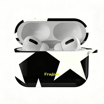 Fragola White Pentagram Shockproof Protective Glossy HD Hard PC Cover Case For AirPods Earphone 1 2 3 Pro Pro2 With Metal Hook