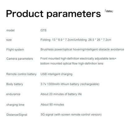 For Genuine GT8 Drone 4K Professional Dual Camera FPV GPS Brushless Motor Optical Flow Hovering Folding Quadcopter 4k 8K RC Dron