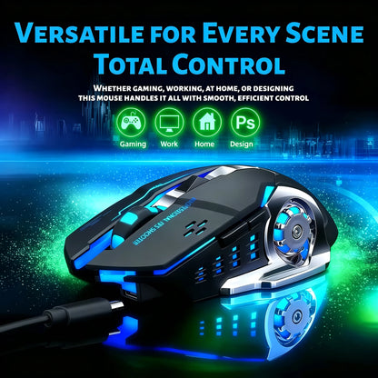 RGB Wireless Gaming Mouse - T-WOLF Rechargeable BT5.0 + 2.4G Dual-Mode Mouse, Silent Full-Size Ergonomic Design For Extended Work, Productivity & Gaming, Tech Desk Setup Accessories, Back To School Gift