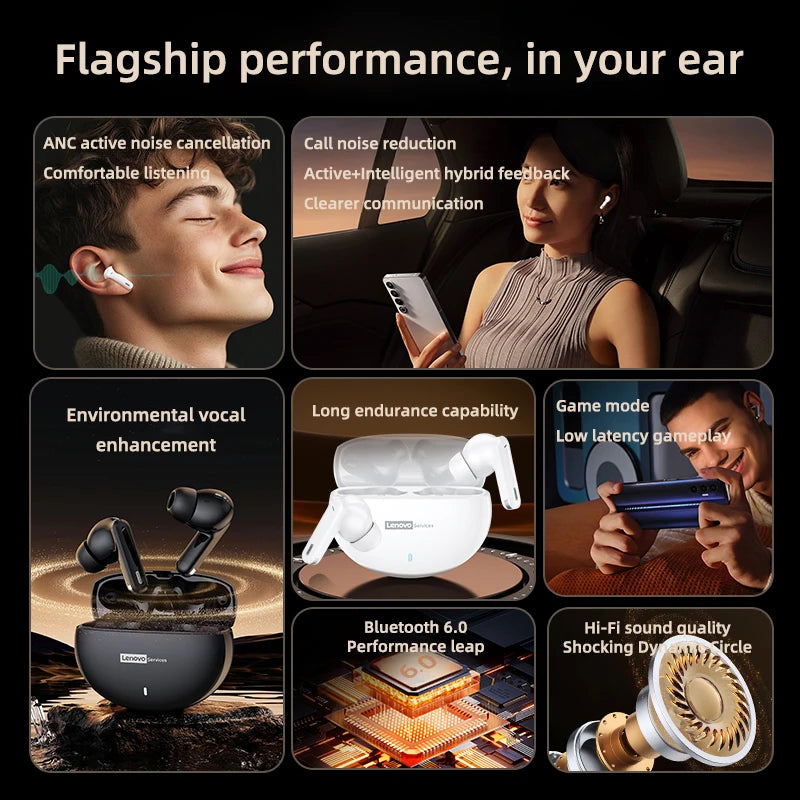 5/10PCS Lenovo LE253 Earphones TWS Wireless Bluetooth 6.0 Headphones ANC Noise Reduction HiFi Sound Gaming Sports Headset New