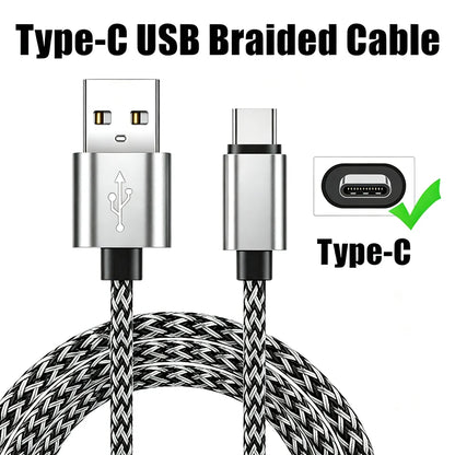 Alloy Braided Type C USB Fast Charge Cable For Samsung Xiaomi Redmi POCO Huawei Honor OPPO VIVO Quick Charging USB Type-C Cables