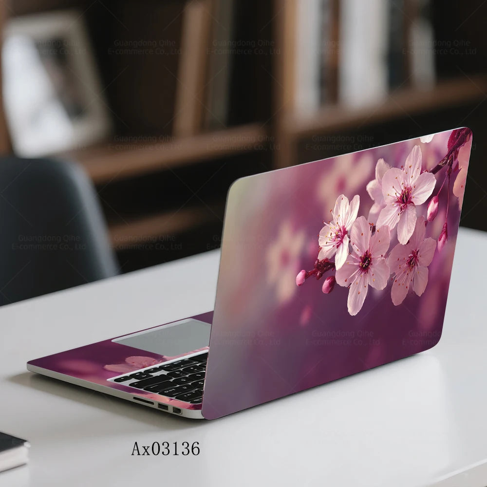 Pink Flower Laptop Stickers Self Adhesive Waterproof Anti Scratch Notebook Cover for Device Notebook MacBook Protective Skins