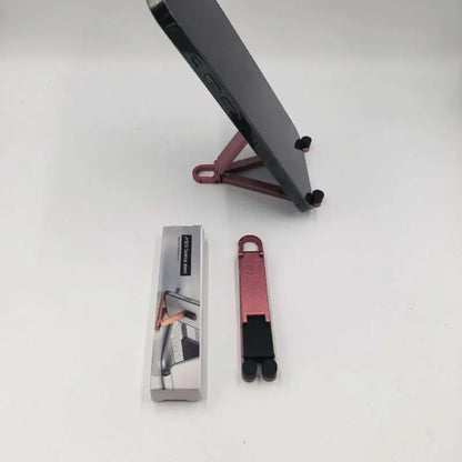 (.) Mini Foldable Keychain Phone Stand Multi-Angle Adjustable Lightweight Hands-Free Cell Phone Holder For Travel Desk