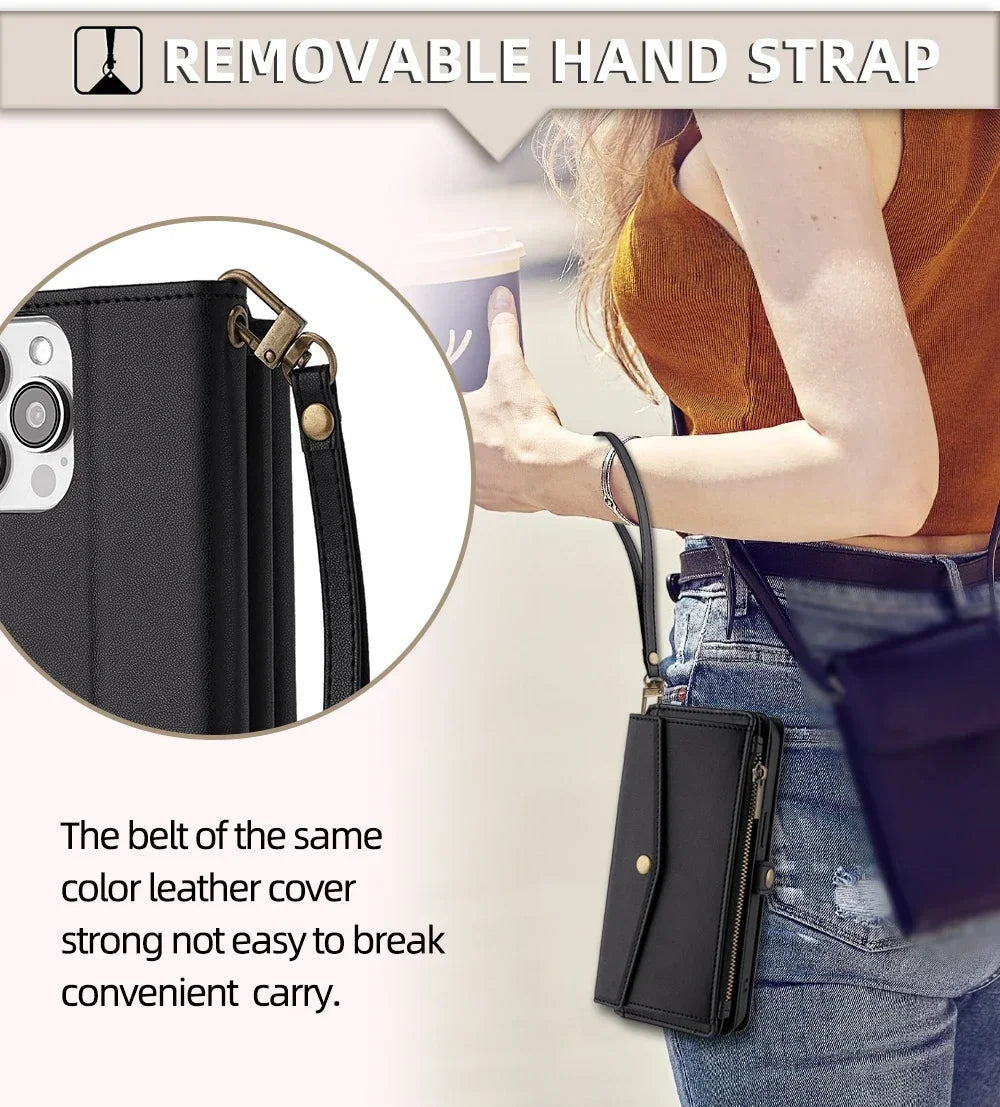 Flip Cover Wallet Phone Case For Samsung Galaxy S26 S25 S24 S23 S22 S21 FE Plus Ultra Edge 5G PU Leather Multi-Functional Bags