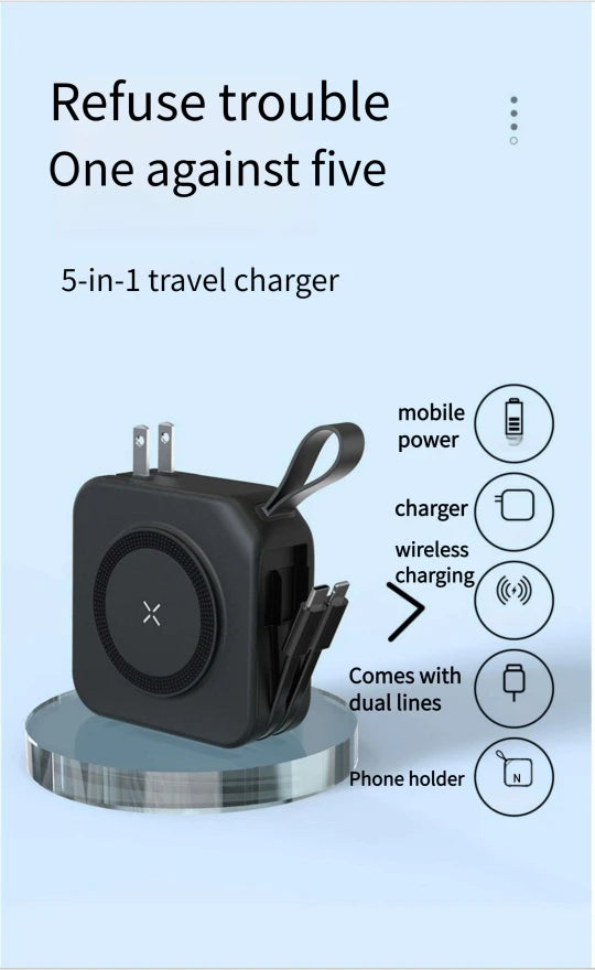 Magnetic Wireless Charging Bank 10000mAh PD22.5W Built-in Cable Plug 3in1 Fast Charging Portable Power Bank for iPhone 17 16 15