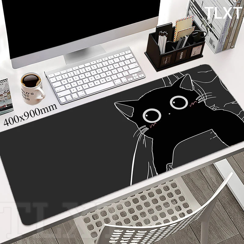 Cat Locking Edge Mouse Mats Cute Large Rubber Mouse Pad Gaming Mousepads Gamer Mousepad Black Desk Pads Office Keyboard Mat