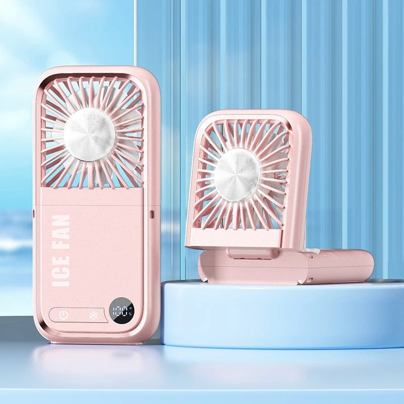 Summer Portable Ultra-thin Neck Small Fan F30 USB Charging Semiconductor Refrigeration Infinity Handheld Icing Fan