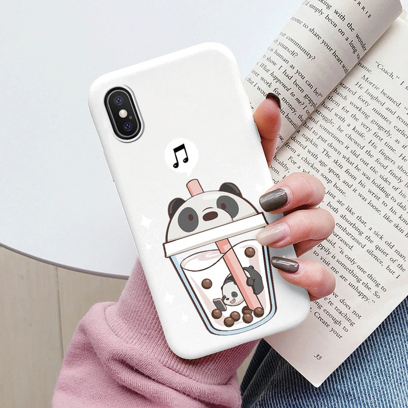 Flowers Funda For Phone Case iPhone X XS MAX XR Capa Soft Silicone Cute Cat Bear Back Cover For iPhone XR Bumper Women Anti-Fall