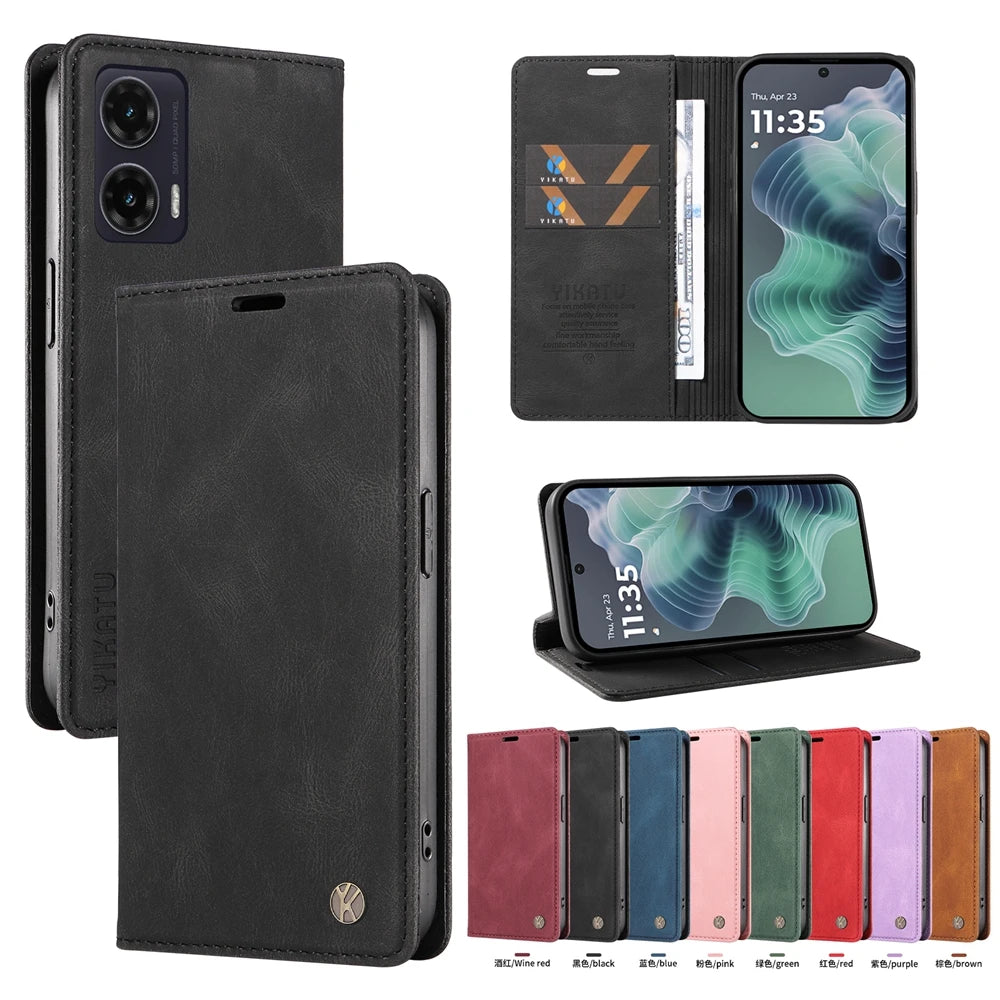 Leather Flip Case For Motorola Moto G86 G85 G84 G75 G56 G55 G54 G53 G04 G05 G14 G15 G32 G34 G35 EDGE 40 50 60 Neo Pro Fusion 5G