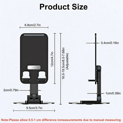 360 ° Rotating Multi-Angle Non-Slip Metal Base Foldable Universal Phone Stand for Desk Holder for iPhone 13/14/15 Pro Xiaomi S