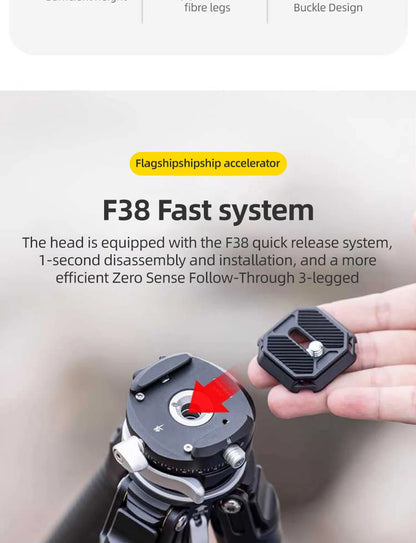COMAN Zero F38 Carbon Fiber Tripod with Quick Release 360° Panoramic Ball Head for Nikon Canon DSLR Camera Travel Size