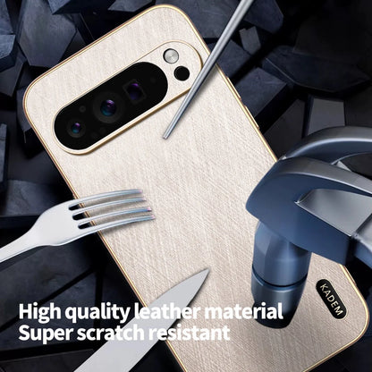 Plating Gold Silk Skin Phone Case for Google Pixel 9 8 7 6 10 Pro XL 8A 7A 6A All Around Protect Shell Leather Shockproof Cover