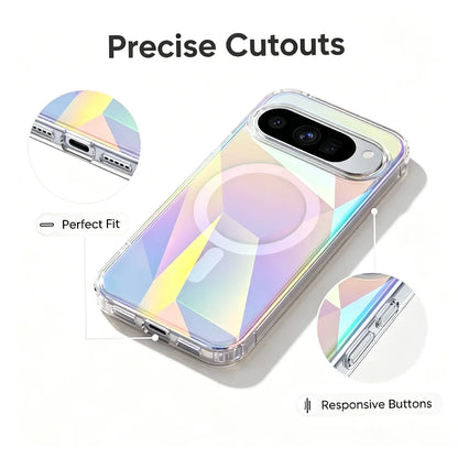 Clear Rainbow Magnetic Phone Case For Google Pixel 11 10 9 Pro XL A For Magsafe Wireless Charge Shockproof Bumper Tough Cover