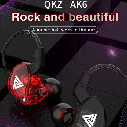 QKZ AK6 Sports In-Ear Earphones with Remote Control Microphone Heavy Bass HiFi Wired Earbuds for iPhone Samsung