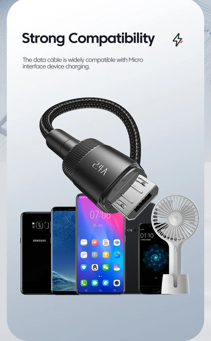 Toocki Micro USB Cable 2.4A Fast Charging Micro Data Cord For Samsung S6 S7 Redmi Note 4 For Headhpone Earphone iPad Micro USB