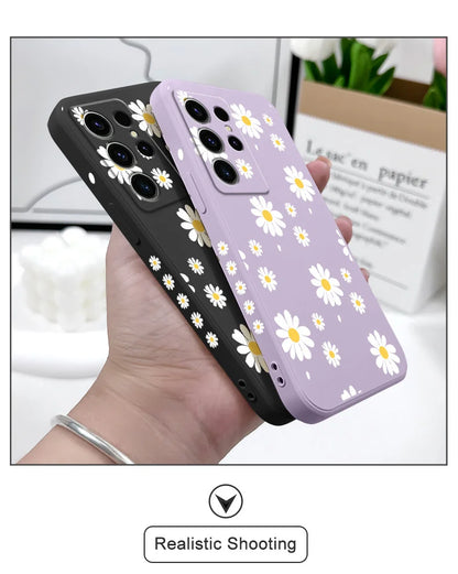 Daisy Petals Phone Case For Samsung Galaxy S25 S24 S23 S22 S21 S20 S10 S10E Ultra Plus FE Note 20 Ultra Plus Cover