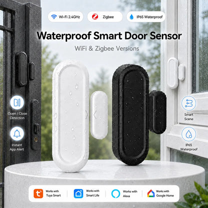 IP65 Tuya Zigbee WiFi Door Window Magnetic Sensor Wireless Connection Smart Home Protection Waterproof Door Detectors Automation
