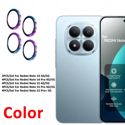 Alloy Camera Glass Case For Xiaomi Redmi Note 15Pro 15 17 Pro Max 5G 3D Metal Ring Lens Protector Note15 Pro+ 14Pro Plus 14 4G