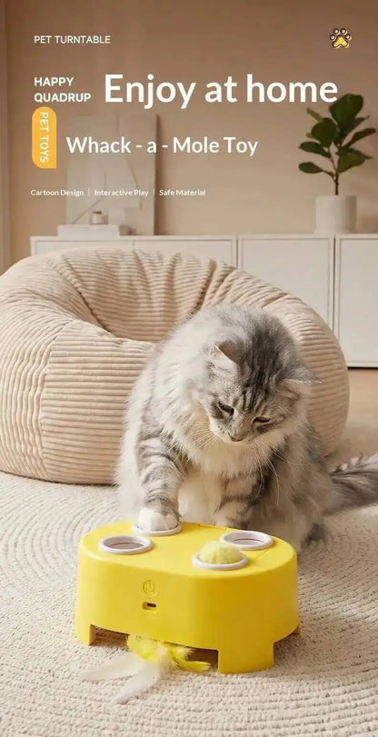 Whack A Mole Smart Cat Toy Automatic Pop-Up Rechargeable Feather Toy for Cats Interactive Playing Kitten Training Pet Supplies