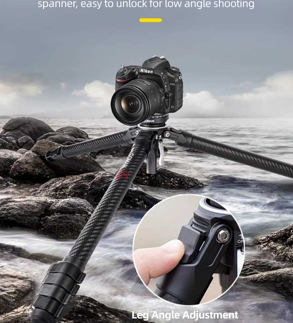 COMAN Zero F38 Carbon Fiber Tripod with Quick Release 360° Panoramic Ball Head for Nikon Canon DSLR Camera Travel Size