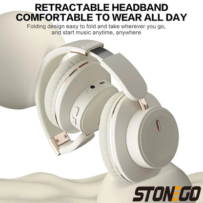 Bluetooth Headphones Wireless Headset Over Ear Foldable Portable Fashion Aesthetic Hi Fi Stereo Sound BT 5.3 Dual Mode Connectivity 24H Battery Fast Charging For Travel Gaming Music Streaming Photographers Students Commuters