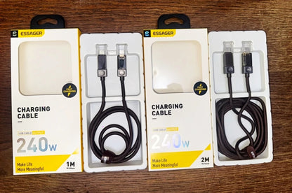 Essager 240W USB C Cable for iPhone 18 17 16 Plus Pro Max Macbook iPad Supercharge Fast Charger Type C Cable for Xiaomi Samsung