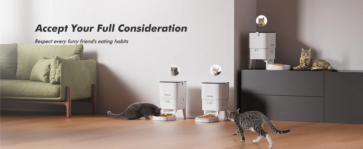 NITYERS 4.5L Smart Automatic Cat Feeder, Tuya App Remote Control Timed Pet Feeder for Cats & Dogs, 2.4G WiFi Dispenser with 10s Voice Recorder, Dual Power & Stainless Steel Bowl