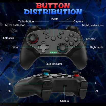 Gamepads For Nintendo Switch/Pro/OLED/PC Console Control Wireless Blue-tooth Vibration Turbo Game Joystick Controller