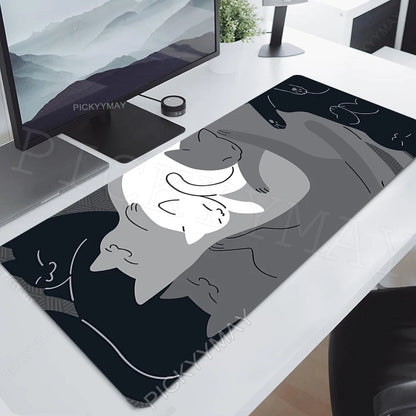 Gaming Mousepads Mousepad Black Cat Large Mouse Mat Office Desk Pads Non-Slip Rubber Gamer Mouse Pad Big Keyboard Mats