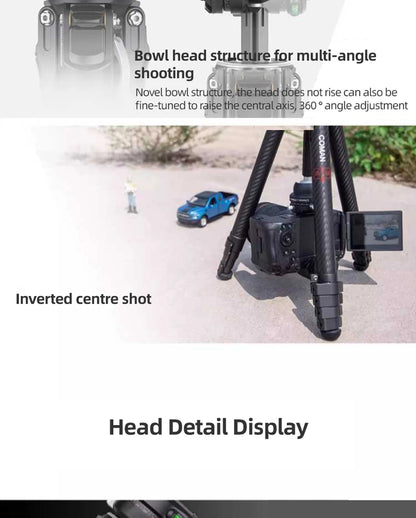 COMAN Zero F38 Carbon Fiber Tripod with Quick Release 360° Panoramic Ball Head for Nikon Canon DSLR Camera Travel Size