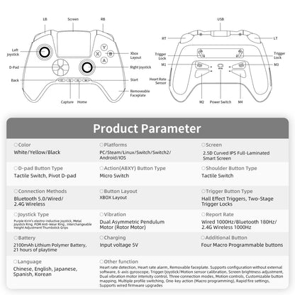 Anbernic RG G01 / RG P01 Retro Games Controller Hall Effect Triggers XBOX Gamepad for PC Android IOS Steam Linux Supports Bluetooth 5.3/Wired/2.4G Wireless