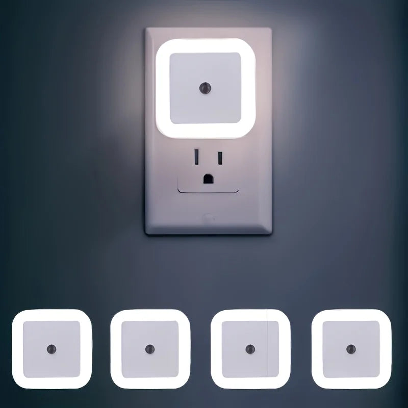 4pcs Modern LED Night Lights Plug into Wall, Motion Sensor Night Light Plug in Corridor, Bedroom, Staircase, Kitchen, Bathroom