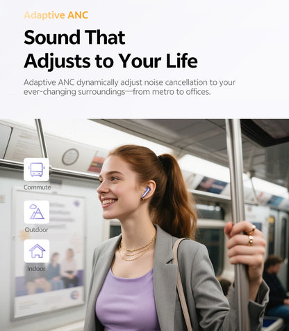 QCY HT18 MeloBuds N70 Wireless Earphones Bluetooth 6.0 Hi-Res with LDAC Audio Earbuds Hybrid ANC Dual Driver Headsets 50Hrs IPX5