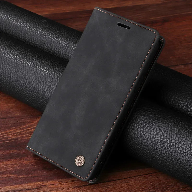 Leather Wallet Case For Samsung Galaxy S25 Edge S26 Plus S24 S23 S22 S21 FE S20 S10 S9 S8 Note 20 Ultra 10 Pro Flip Phone Cover