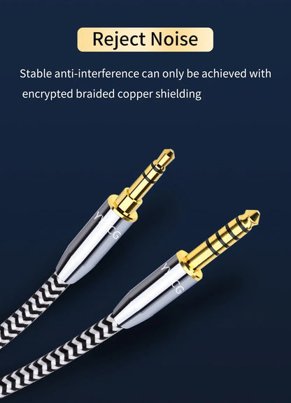 YYTCG 4.4mm Balanced to 3.5mm AUX Audio Cable OFC Male to Male HIFI Interconnect Cord For Audio Player DAC Amplifier Headphone