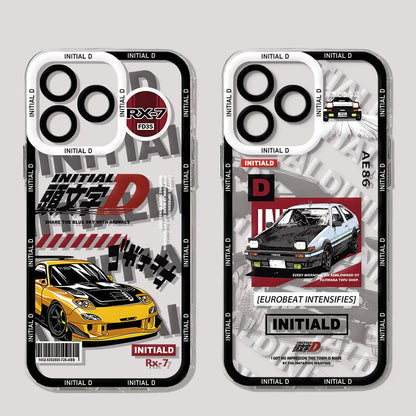 Anime Initial D AE86 Phone Case For iPhone 15 14 13 12 11 Mini Pro Max X XR XSMax 6S 6 7 8 Plus SE20 Transparent Cover
