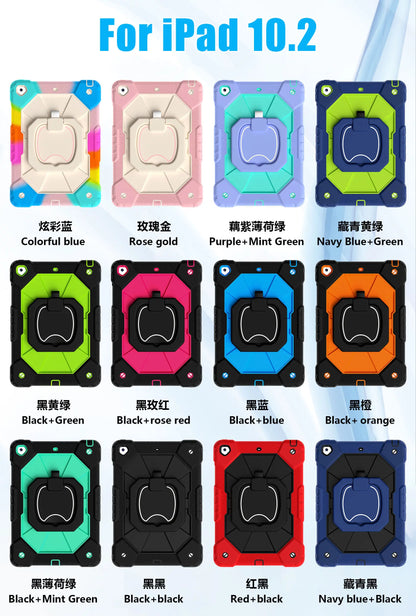 for iPad 5th/6th/7th/8th/9th/10th 2022 Air 4/5 Pro 11 Pro 9.7 Case with Pencil Holder with 360 Rotating Foldable Stand Cover