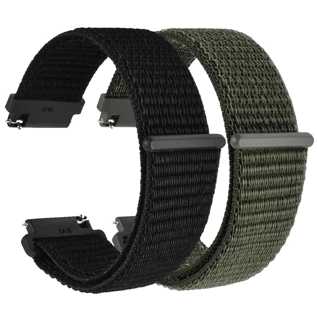 WOCCI 2PCS Nylon Watch Strap for smart watch 18mm 20mm 22mm bracelet belt for men women with hook and loop fastener watchband