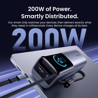 Vention 200W 25000mAh Power Bank Retractable Cables Portable PD External Battery PowerBank for Laptop Macbook Pro Fast Charge