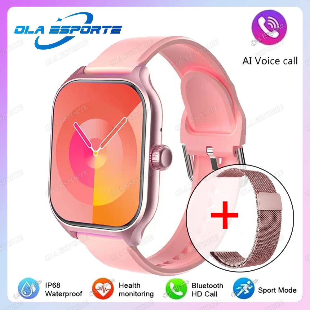 2026 New Smart Watch For Android IOS 2.01Inch Color Screen Bluetooth Call Blood Oxygen/Pressure Monitoring SmartWatch Women HT30