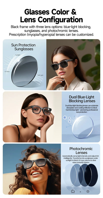 AI Smart Glasses with 8MP Camera Video Recording 100+ Languages Translation Sunglasses Bluetooth Call Music Play Men Women 2026