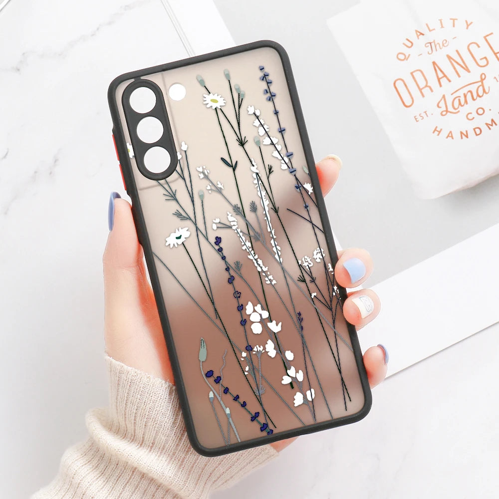 For Samsung S24 S22 S26 Ultra Case Cover Samsung Galaxy S25 S23 Ultra S21 Plus S20 FE Note 20 Ultra Lavender Flowers Clear Cases