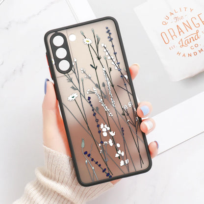 For Samsung S24 S22 S26 Ultra Case Cover Samsung Galaxy S25 S23 Ultra S21 Plus S20 FE Note 20 Ultra Lavender Flowers Clear Cases