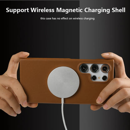 Handmade Premium Genuine Leather Magnetic Case for Samsung Galaxy S25 Ultra Case S24FE S23 S22 S21 S20 Note20Ultra Magsafe Cover