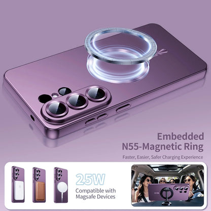 Magnetic for Samsung Galaxy S26 Ultra/S26+/S26 Phone Case with Screen & Camera Protector,Metallic Glossy Luxury Shockproof Slimi