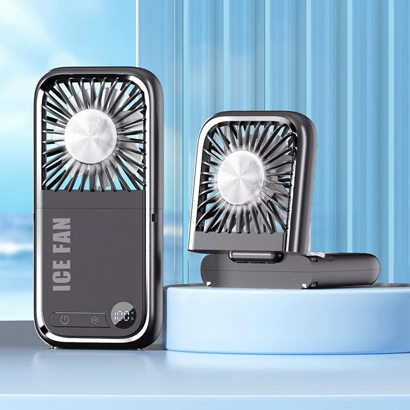Summer Portable Ultra-thin Neck Small Fan F30 USB Charging Semiconductor Refrigeration Infinity Handheld Icing Fan