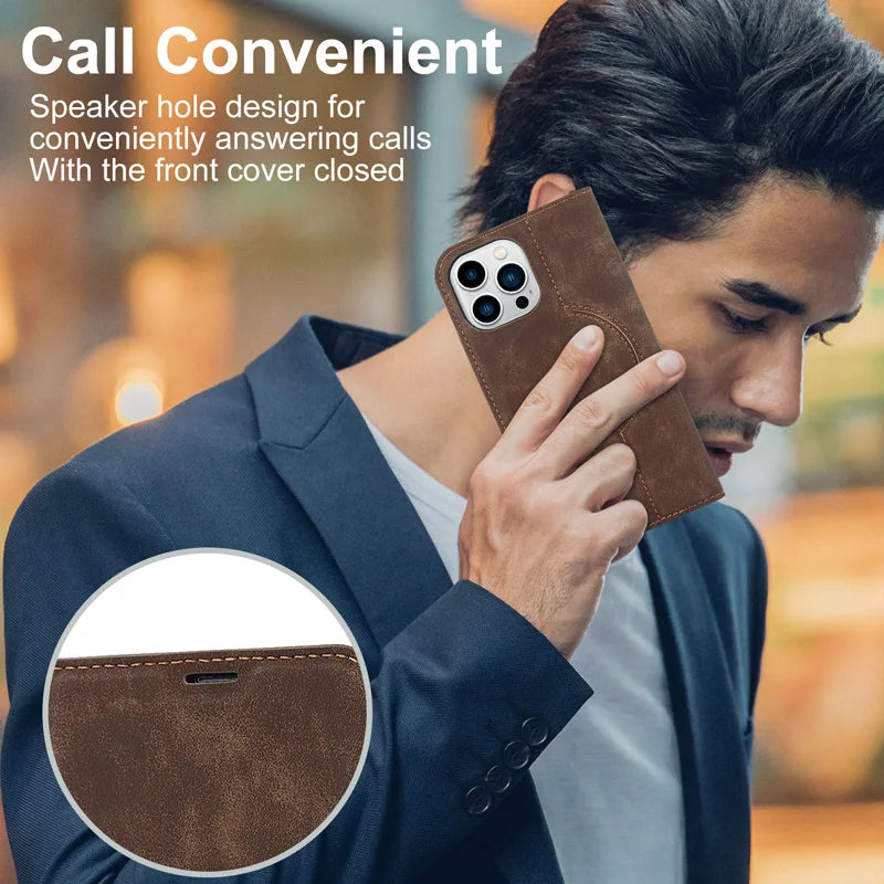 For Magsafe Wallet Leather Flip Case For iPhone 12 13 14 15 16 Pro Max mini Magnetic Wireless Charging Book Folio Cover