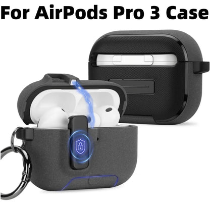 Magnetic Lock Case For Airpods Pro 3 with Kickstand Keychain & Lanyard Shockproof Drop-Proof Cover Men Women For Airpods Pro 3