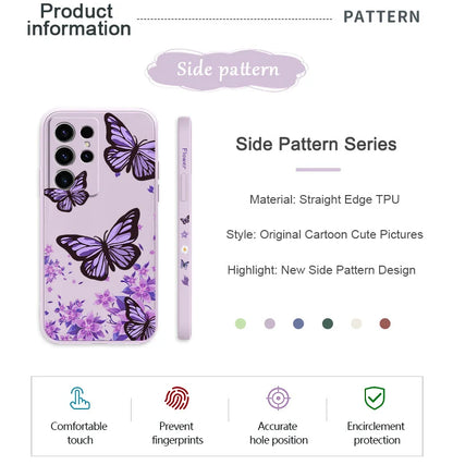 Dreamy Butterfly Phone Case For Samsung Galaxy S25 S24 S23 S22 S21 S20 Ultra FE S10 S10E Plus Note 20 Ultra Silicone Cover